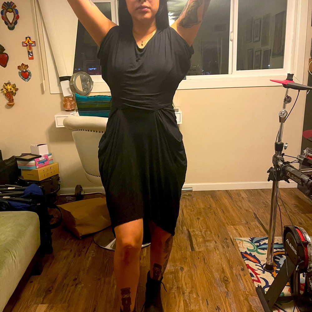 All saints black draped dress with pockets!